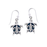 Fleur De lis on Sea Turtle's Carapace Sterling Silver Hook Earring TER1335 - Earrings